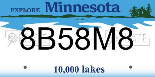 8B58M8 Minnesota License Plate