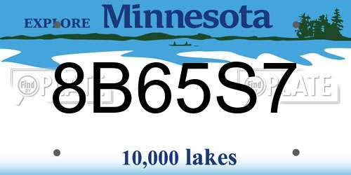 8B65S7 Minnesota License Plate