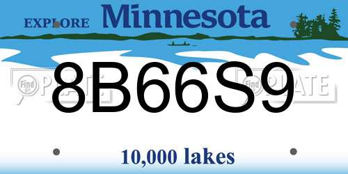 8B66S9 Minnesota License Plate