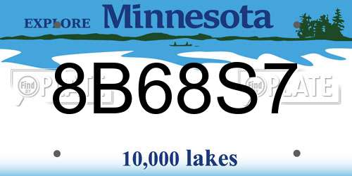 8B68S7 Minnesota License Plate