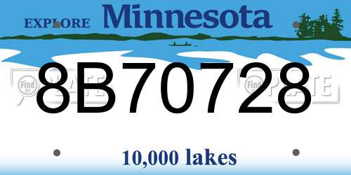 8B70728 Minnesota License Plate