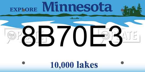 8B70E3 Minnesota License Plate