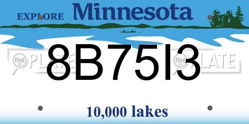 8B75I3 Minnesota License Plate