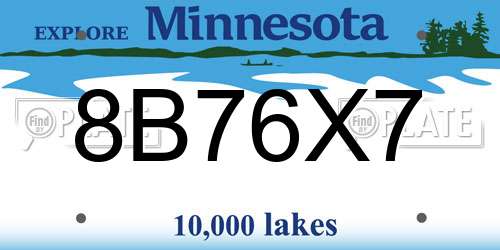 8B76X7 Minnesota License Plate