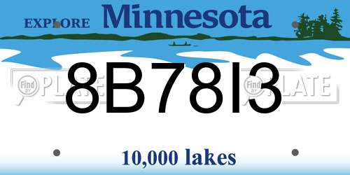 8B78I3 Minnesota License Plate