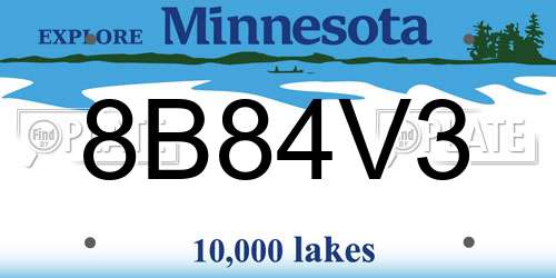 8B84V3 Minnesota License Plate