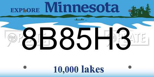 8B85H3 Minnesota License Plate