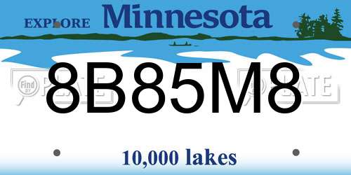 8B85M8 Minnesota License Plate