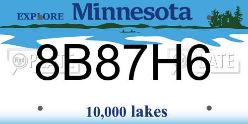 8B87H6 Minnesota License Plate