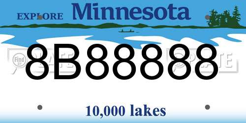 8B88888 Minnesota License Plate