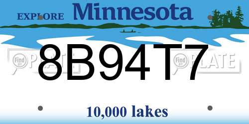 8B94T7 Minnesota License Plate