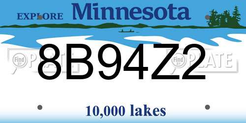 8B94Z2 Minnesota License Plate