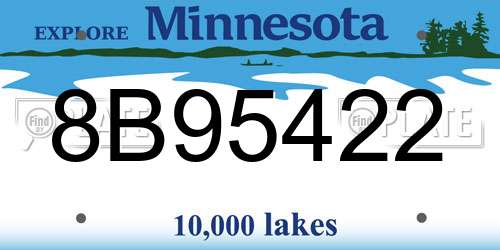 8B95422 Minnesota License Plate