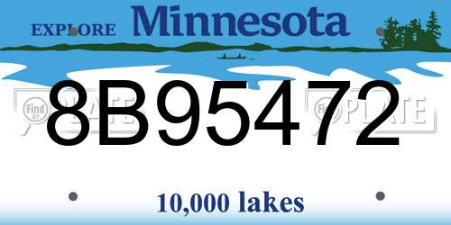 8B95472 Minnesota License Plate