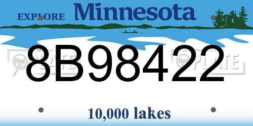 8B98422 Minnesota License Plate