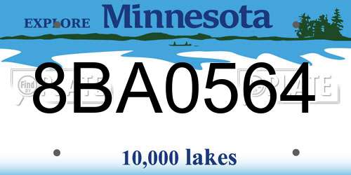 8BA0564 Minnesota License Plate