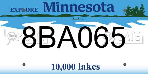 8BA065 Minnesota License Plate