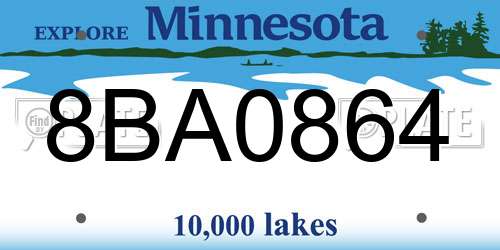 8BA0864 Minnesota License Plate