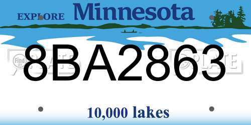 8BA2863 Minnesota License Plate
