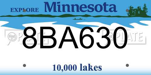 8BA630 Minnesota License Plate