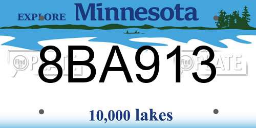 8BA913 Minnesota License Plate