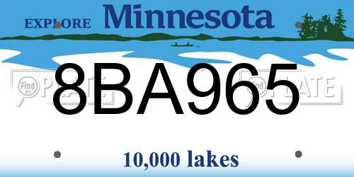 8BA965 Minnesota License Plate