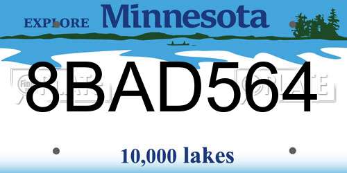 8BAD564 Minnesota License Plate