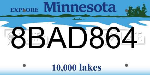 8BAD864 Minnesota License Plate
