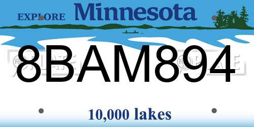 8BAM894 Minnesota License Plate