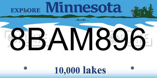 8BAM896 Minnesota License Plate