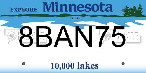 8BAN75 Minnesota License Plate
