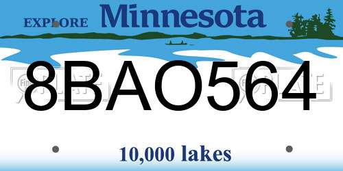 8BAO564 Minnesota License Plate