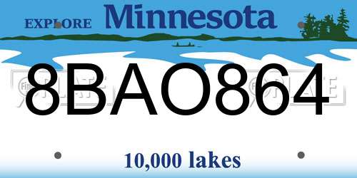 8BAO864 Minnesota License Plate