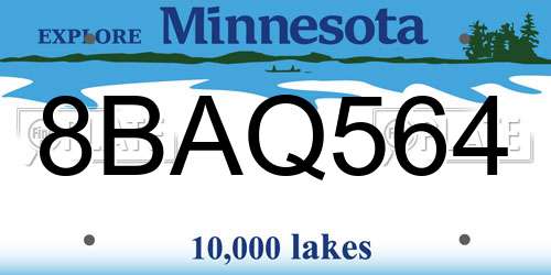 8BAQ564 Minnesota License Plate
