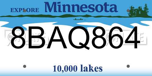 8BAQ864 Minnesota License Plate