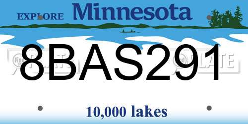 8BAS291 Minnesota License Plate