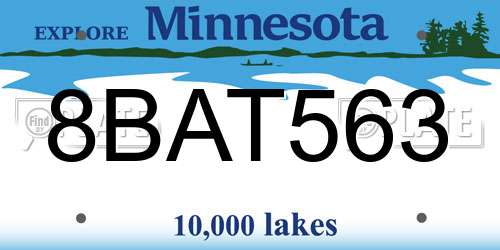 8BAT563 Minnesota License Plate