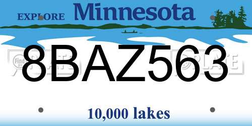 8BAZ563 Minnesota License Plate