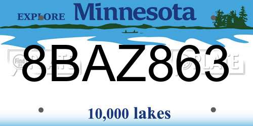 8BAZ863 Minnesota License Plate