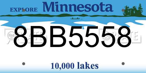 8BB5558 Minnesota License Plate