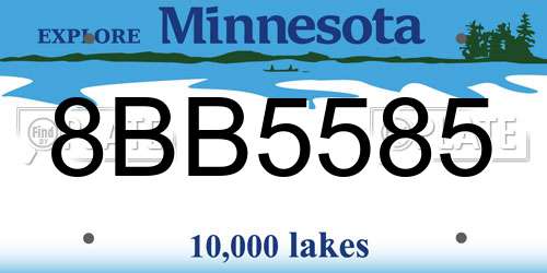 8BB5585 Minnesota License Plate