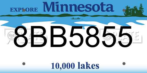 8BB5855 Minnesota License Plate