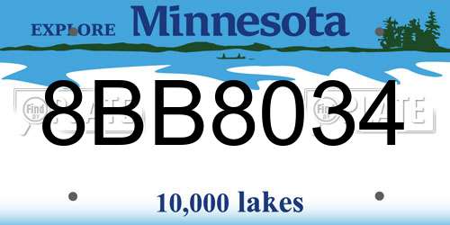 8BB8034 Minnesota License Plate