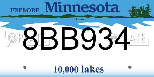 8BB934 Minnesota License Plate