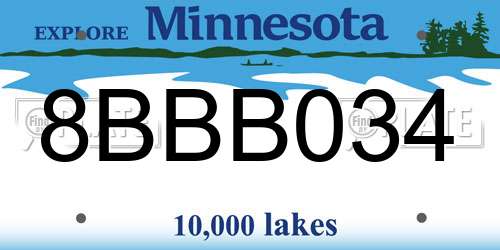 8BBB034 Minnesota License Plate