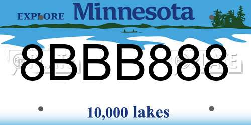 8BBB888 Minnesota License Plate