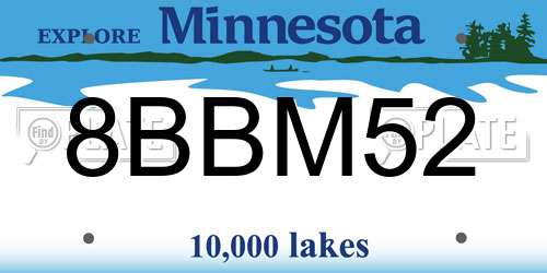 8BBM52 Minnesota License Plate