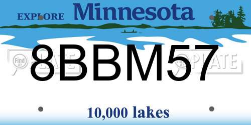 8BBM57 Minnesota License Plate