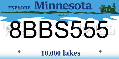 8BBS555 Minnesota License Plate