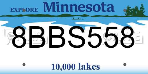 8BBS558 Minnesota License Plate